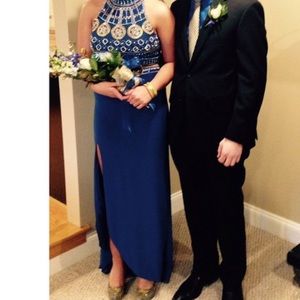 Blue Sherri Hill two piece prom dress
